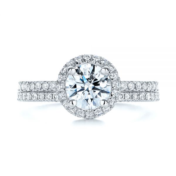18k White Gold And Platinum 18k White Gold And Platinum Two-tone Halo Diamond Engagement Ring - Top View -  105768