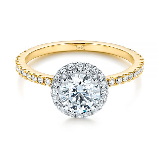 14k Yellow Gold And 14K Gold 14k Yellow Gold And 14K Gold Two-tone Halo Diamond Engagement Ring - Flat View -  105768