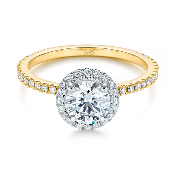 14k Yellow Gold And 14K Gold 14k Yellow Gold And 14K Gold Two-tone Halo Diamond Engagement Ring - Flat View - 105768
