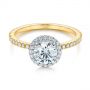 14k Yellow Gold And 14K Gold 14k Yellow Gold And 14K Gold Two-tone Halo Diamond Engagement Ring - Flat View -  105768 - Thumbnail