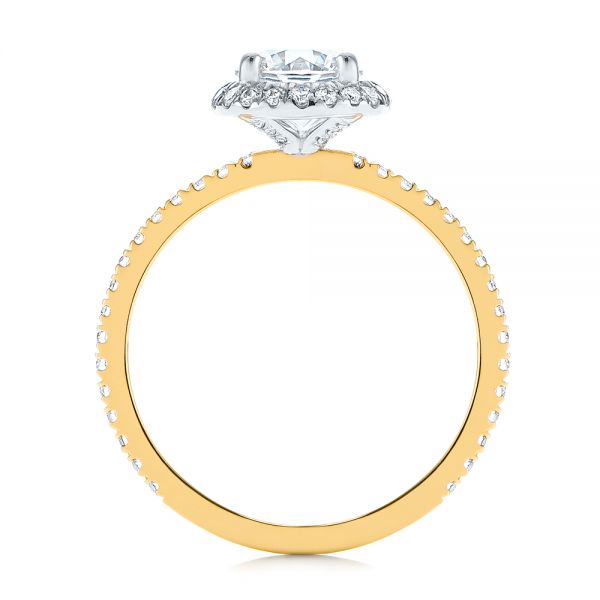 18k Yellow Gold And Platinum 18k Yellow Gold And Platinum Two-tone Halo Diamond Engagement Ring - Front View -  105768