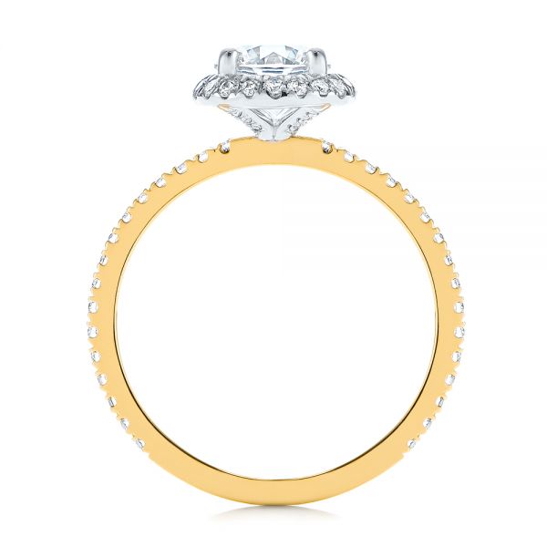 14k Yellow Gold And 14K Gold 14k Yellow Gold And 14K Gold Two-tone Halo Diamond Engagement Ring - Front View - 105768