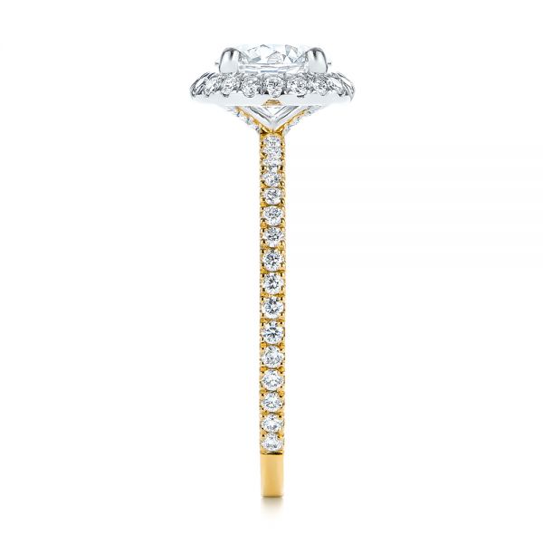 14k Yellow Gold And 14K Gold 14k Yellow Gold And 14K Gold Two-tone Halo Diamond Engagement Ring - Side View - 105768