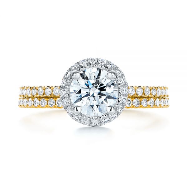 18k Yellow Gold And Platinum 18k Yellow Gold And Platinum Two-tone Halo Diamond Engagement Ring - Top View -  105768
