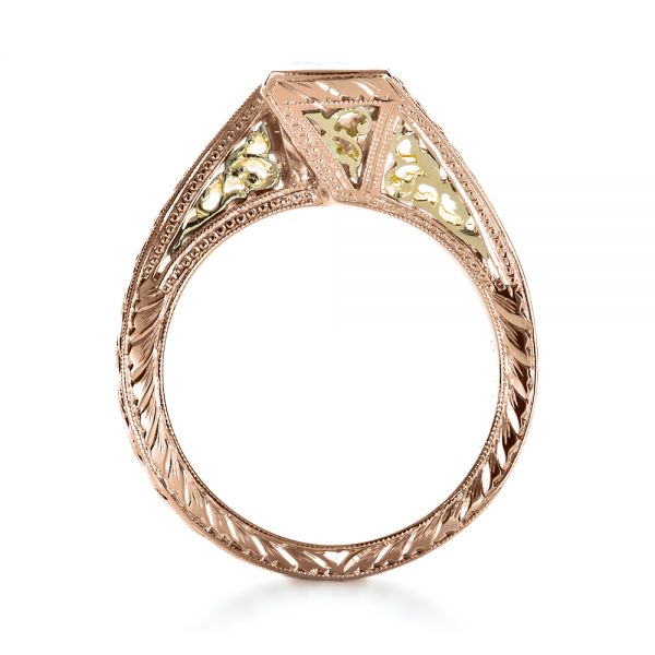 14k Rose Gold And 18K Gold 14k Rose Gold And 18K Gold Two-tone Hand Engraved Engagement Ring - Front View -  1190