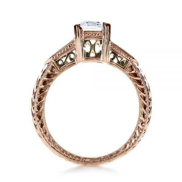 14k Rose Gold And 18K Gold 14k Rose Gold And 18K Gold Two-tone Hand Engraved Engagement Ring - Front View -  1191