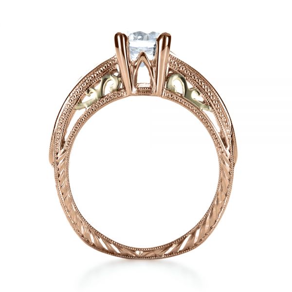 18k Rose Gold And 18K Gold 18k Rose Gold And 18K Gold Two-tone Hand Engraved Engagement Ring - Front View -  1194