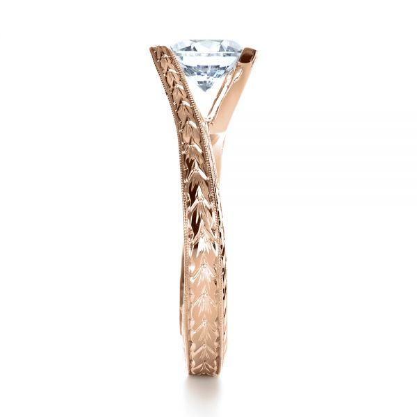 14k Rose Gold And 18K Gold 14k Rose Gold And 18K Gold Two-tone Hand Engraved Engagement Ring - Side View -  1190