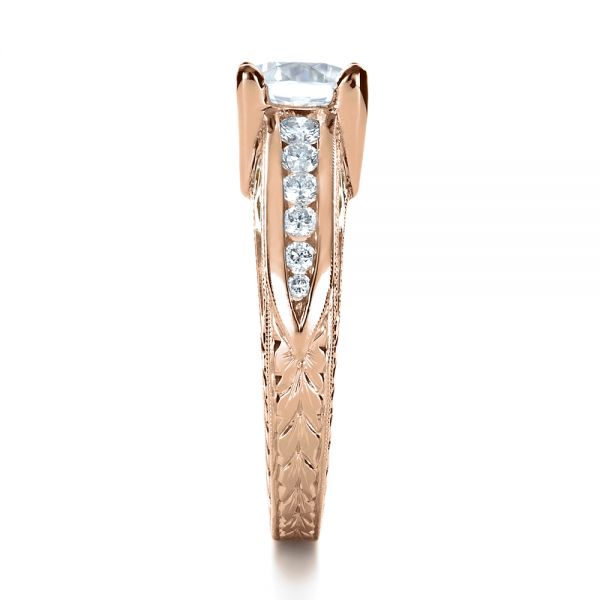 18k Rose Gold And 14K Gold 18k Rose Gold And 14K Gold Two-tone Hand Engraved Engagement Ring - Side View -  1194