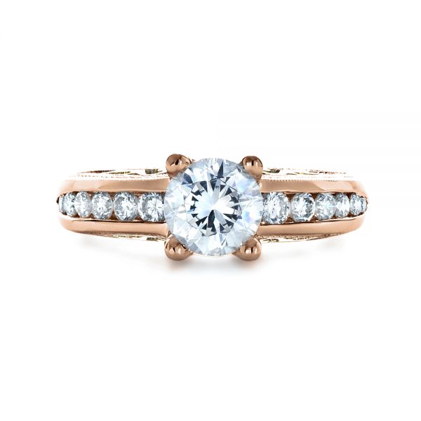 18k Rose Gold And Platinum Two-tone Hand Engraved Engagement Ring #1194 ...
