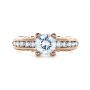 18k Rose Gold And 14K Gold 18k Rose Gold And 14K Gold Two-tone Hand Engraved Engagement Ring - Top View -  1194 - Thumbnail