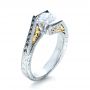  Platinum And 18K Gold Two-tone Hand Engraved Engagement Ring - Three-Quarter View -  1190 - Thumbnail