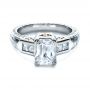  Platinum And 18K Gold Two-tone Hand Engraved Engagement Ring - Flat View -  1191 - Thumbnail