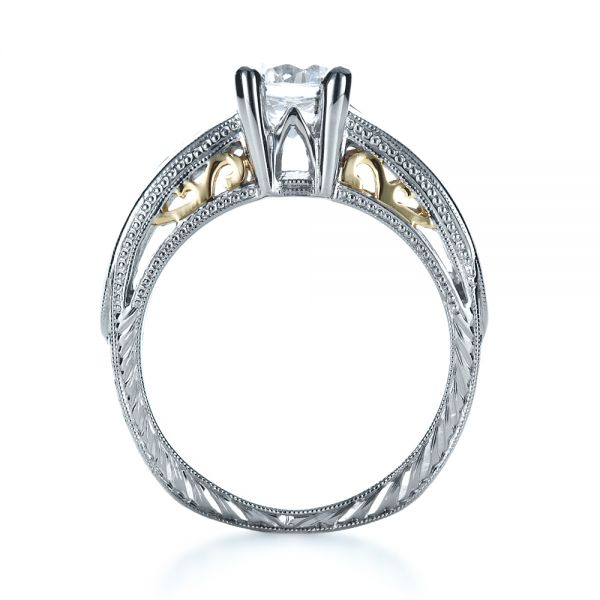 Twotone Hand Engraved Engagement Ring 1194 Seattle Bellevue Joseph Jewelry