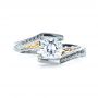 18k White Gold And Platinum 18k White Gold And Platinum Two-tone Hand Engraved Engagement Ring - Top View -  1190 - Thumbnail