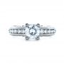 14k White Gold And Platinum 14k White Gold And Platinum Two-tone Hand Engraved Engagement Ring - Top View -  1194 - Thumbnail