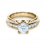 18k Yellow Gold And Platinum 18k Yellow Gold And Platinum Two-tone Hand Engraved Engagement Ring - Flat View -  1194 - Thumbnail