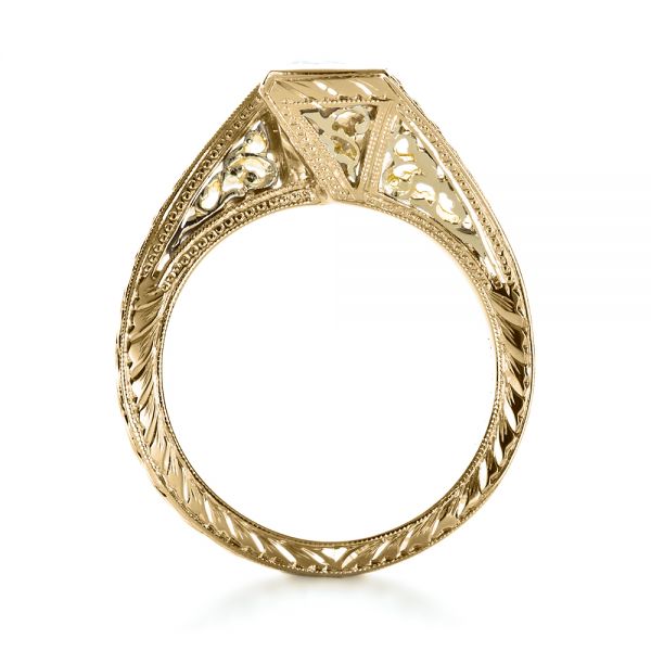 14k Yellow Gold And 14K Gold 14k Yellow Gold And 14K Gold Two-tone Hand Engraved Engagement Ring - Front View - 1190