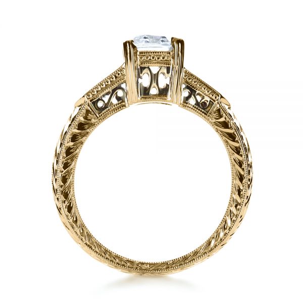 14k Yellow Gold And Platinum 14k Yellow Gold And Platinum Two-tone Hand Engraved Engagement Ring - Front View -  1191