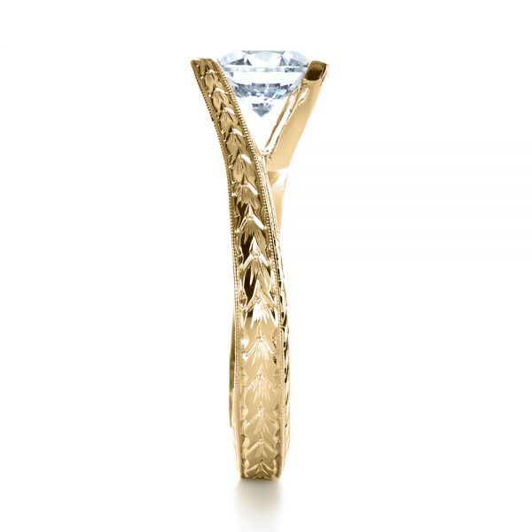 14k Yellow Gold And 14K Gold 14k Yellow Gold And 14K Gold Two-tone Hand Engraved Engagement Ring - Side View - 1190
