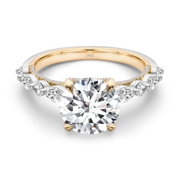 18k Rose Gold 18k Rose Gold Two-tone Layered Diamond Engagement Ring - Flat View -  108073 - Thumbnail