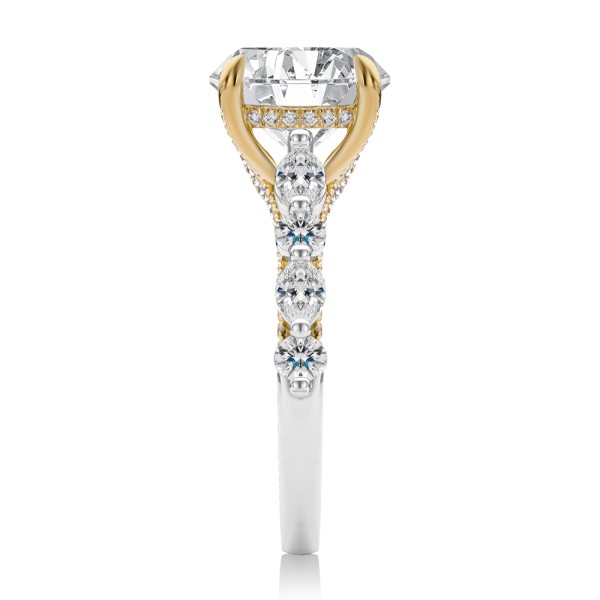 18k Rose Gold 18k Rose Gold Two-tone Layered Diamond Engagement Ring - Side View -  108073 - Thumbnail