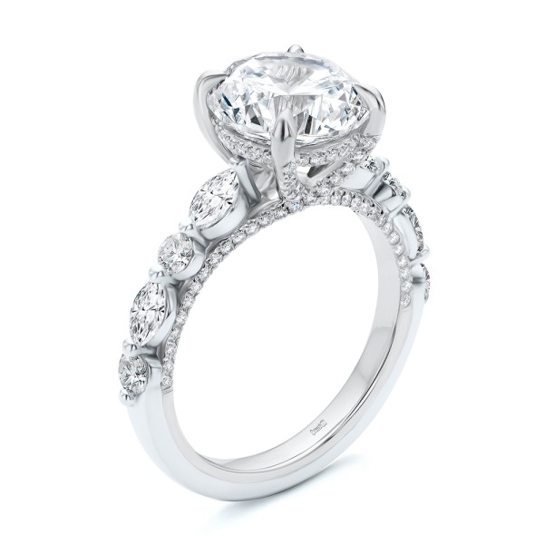  Platinum Two-tone Layered Diamond Engagement Ring