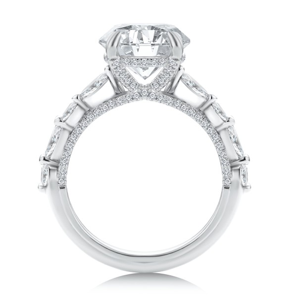 14k White Gold 14k White Gold Two-tone Layered Diamond Engagement Ring - Front View -  108073 - Thumbnail