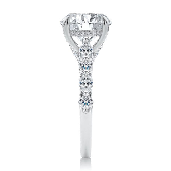 14k White Gold 14k White Gold Two-tone Layered Diamond Engagement Ring - Side View -  108073 - Thumbnail