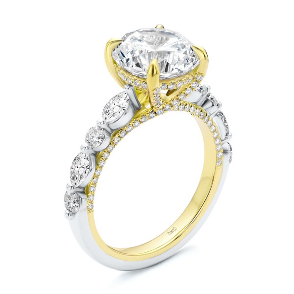 Two-Tone Layered Diamond Engagement Ring - Image