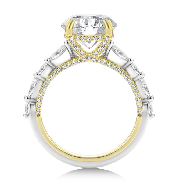 14k Yellow Gold Two-tone Layered Diamond Engagement Ring - Front View -  108073 - Thumbnail