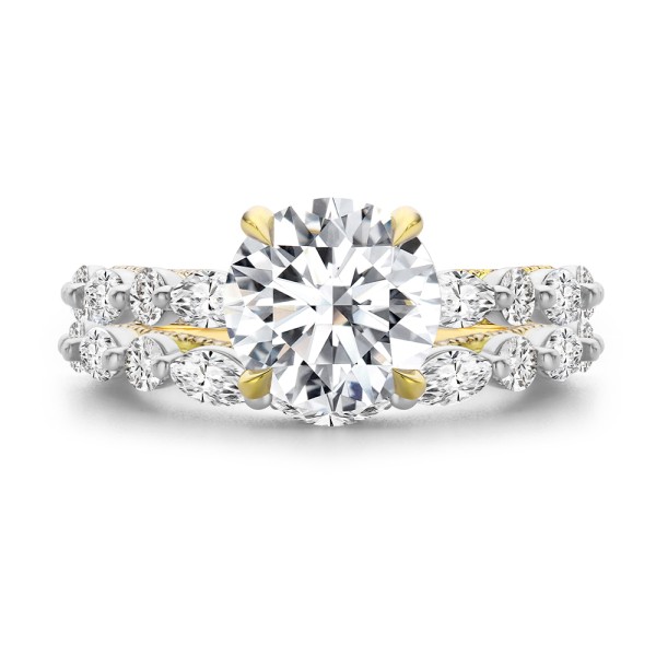 Two-Tone Layered Diamond Engagement Ring - Image