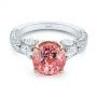  Platinum And 18k Rose Gold Two-tone Padparadscha Sapphire And Diamond Engagement Ring - Flat View -  104861 - Thumbnail