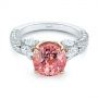  Platinum And 14k Rose Gold Platinum And 14k Rose Gold Two-tone Padparadscha Sapphire And Diamond Engagement Ring - Flat View -  104861 - Thumbnail