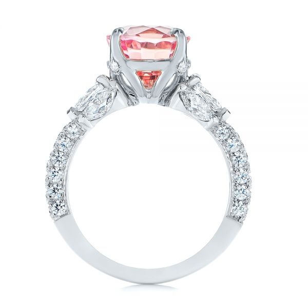  Platinum And 18k White Gold Platinum And 18k White Gold Two-tone Padparadscha Sapphire And Diamond Engagement Ring - Front View -  104861