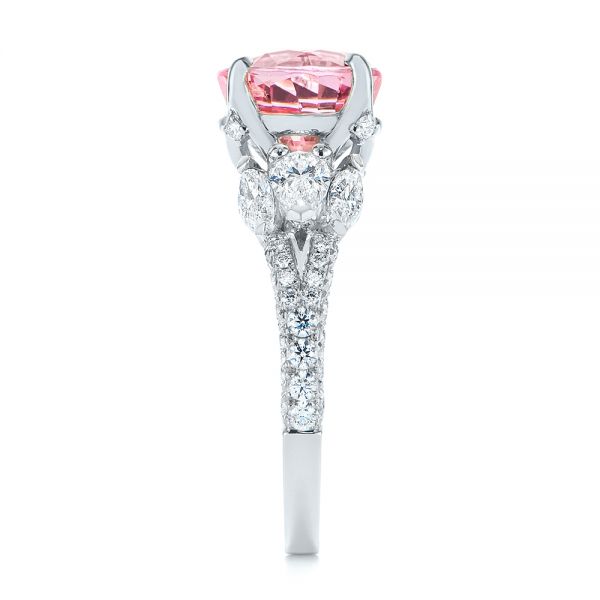  Platinum And Platinum Platinum And Platinum Two-tone Padparadscha Sapphire And Diamond Engagement Ring - Side View -  104861