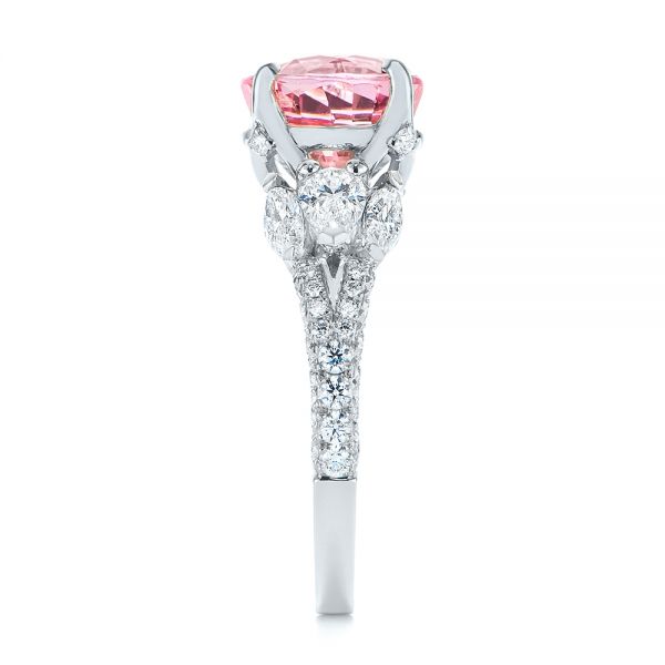 14K Gold And 14k White Gold 14K Gold And 14k White Gold Two-tone Padparadscha Sapphire And Diamond Engagement Ring - Side View - 104861