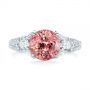  14K Gold And 14k White Gold 14K Gold And 14k White Gold Two-tone Padparadscha Sapphire And Diamond Engagement Ring - Top View -  104861 - Thumbnail