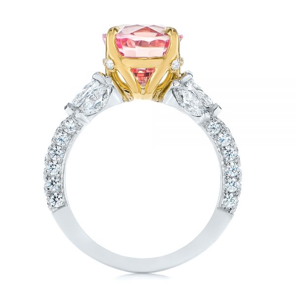  14K Gold And 18k Yellow Gold 14K Gold And 18k Yellow Gold Two-tone Padparadscha Sapphire And Diamond Engagement Ring - Front View -  104861
