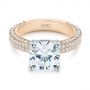 14k Rose Gold And 14K Gold 14k Rose Gold And 14K Gold Two-tone Pave Cushion Cut Diamond Engagement Ring - Flat View -  105285 - Thumbnail