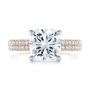 14k Rose Gold And 14K Gold 14k Rose Gold And 14K Gold Two-tone Pave Cushion Cut Diamond Engagement Ring - Top View -  105285 - Thumbnail