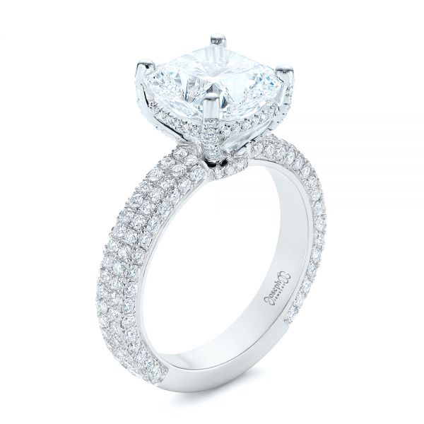 Two-Tone Pave Cushion Cut Diamond Engagement Ring - Image
