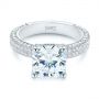  Platinum And Platinum Platinum And Platinum Two-tone Pave Cushion Cut Diamond Engagement Ring - Flat View -  105285 - Thumbnail