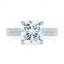  Platinum And 18K Gold Platinum And 18K Gold Two-tone Pave Cushion Cut Diamond Engagement Ring - Top View -  105285 - Thumbnail