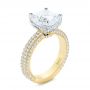 18k Yellow Gold And Platinum Two-tone Pave Cushion Cut Diamond Engagement Ring - Three-Quarter View -  105285 - Thumbnail