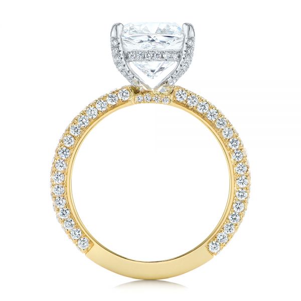 18k Yellow Gold And 18K Gold 18k Yellow Gold And 18K Gold Two-tone Pave Cushion Cut Diamond Engagement Ring - Front View - 105285