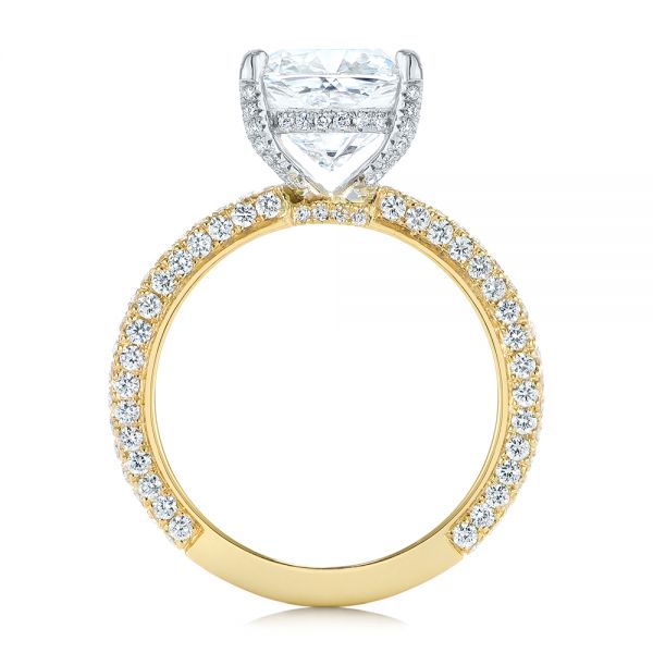 14k Yellow Gold And Platinum 14k Yellow Gold And Platinum Two-tone Pave Cushion Cut Diamond Engagement Ring - Front View -  105285