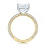 18k Yellow Gold And Platinum Two-tone Pave Cushion Cut Diamond Engagement Ring - Front View -  105285 - Thumbnail