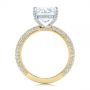 18k Yellow Gold And 14K Gold 18k Yellow Gold And 14K Gold Two-tone Pave Cushion Cut Diamond Engagement Ring - Front View -  105285 - Thumbnail