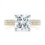 18k Yellow Gold And Platinum Two-tone Pave Cushion Cut Diamond Engagement Ring - Top View -  105285 - Thumbnail